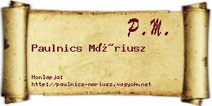 Paulnics Máriusz névjegykártya